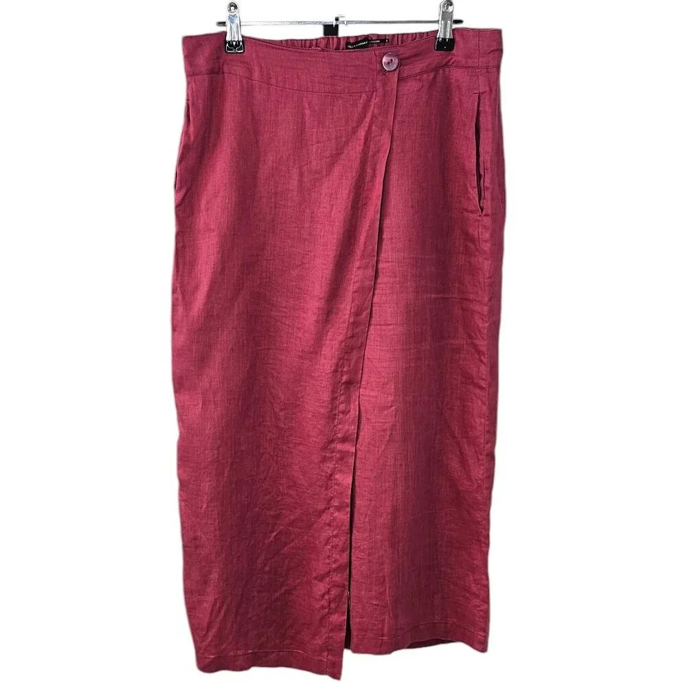 Stella Carakasi Womens Cross Over Crop 100% Hemp Pants Size Small Wide Leg